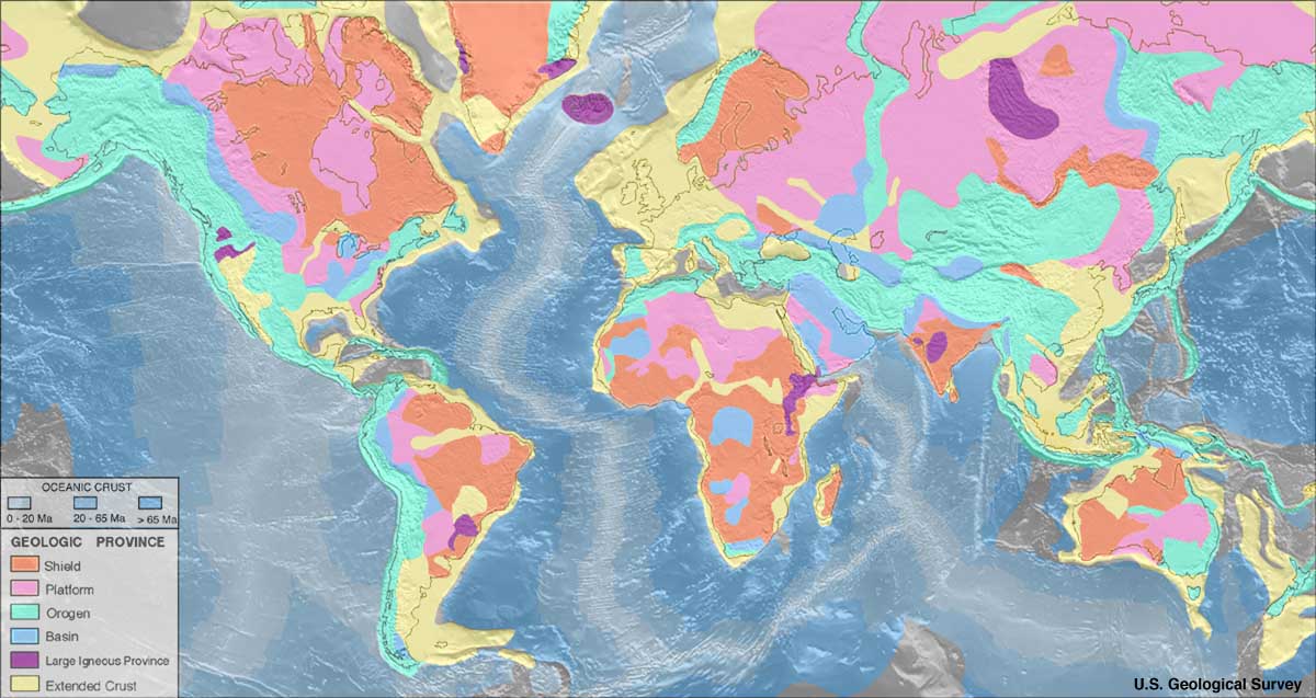Monde Geologique Provinces Carte