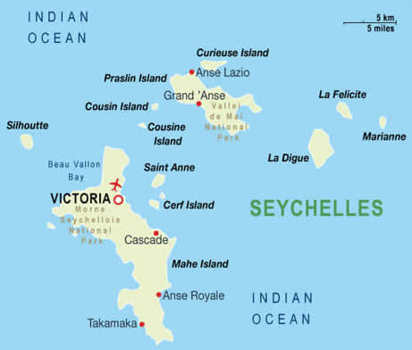 Seychelles Indien Ocean Carte