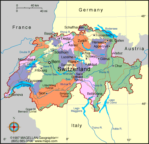 Suisse Canton Carte