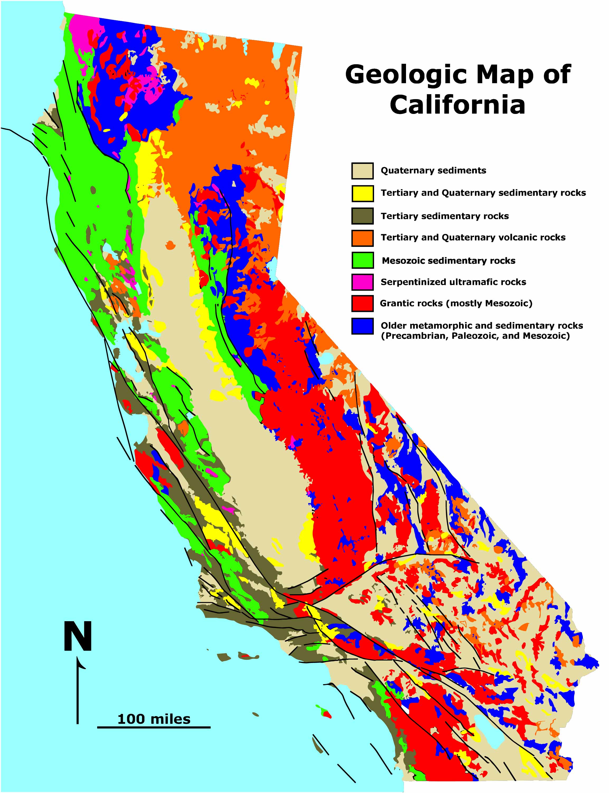 Carte géologique de la Californie