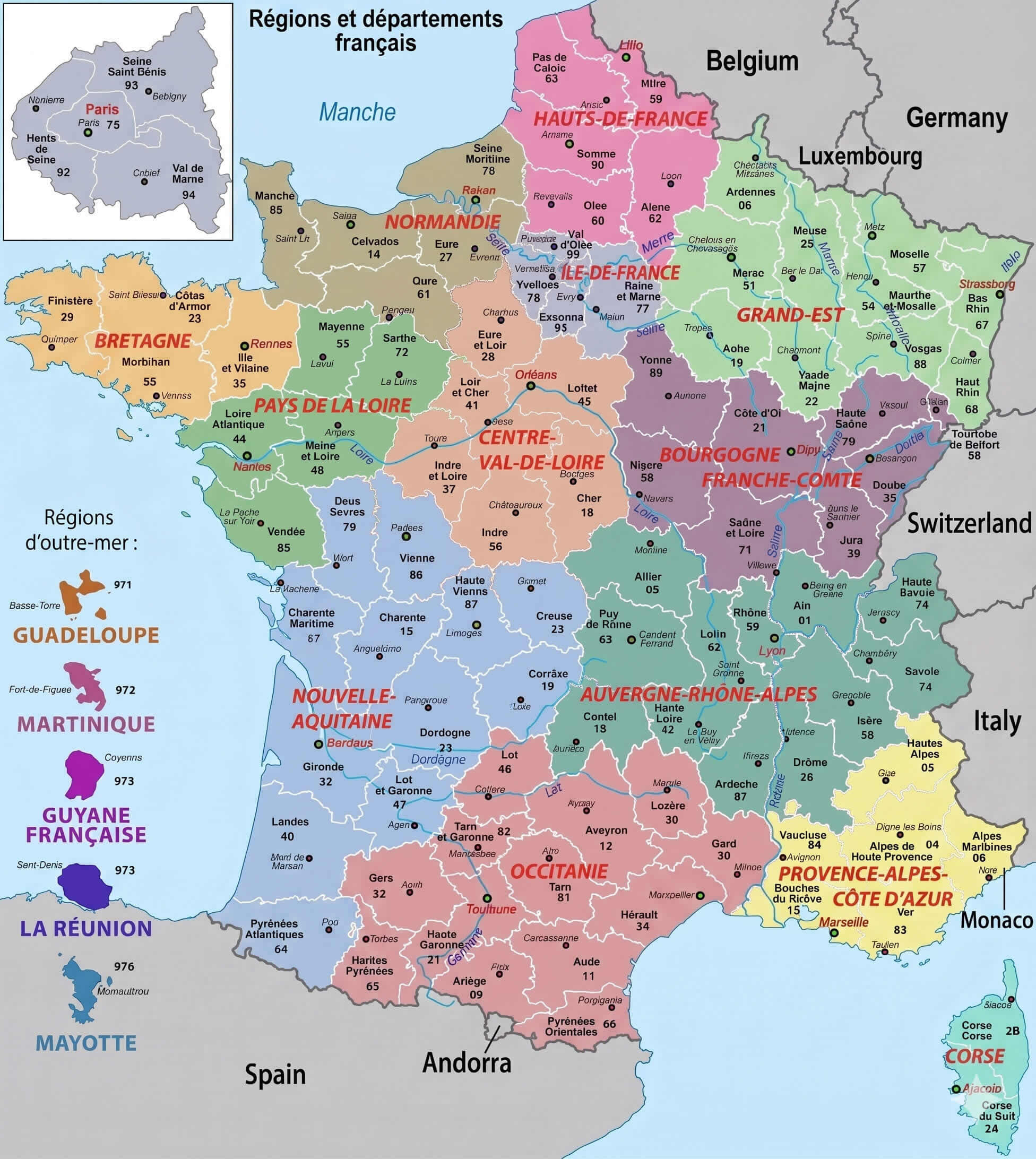Carte politique de la France et Francophonie